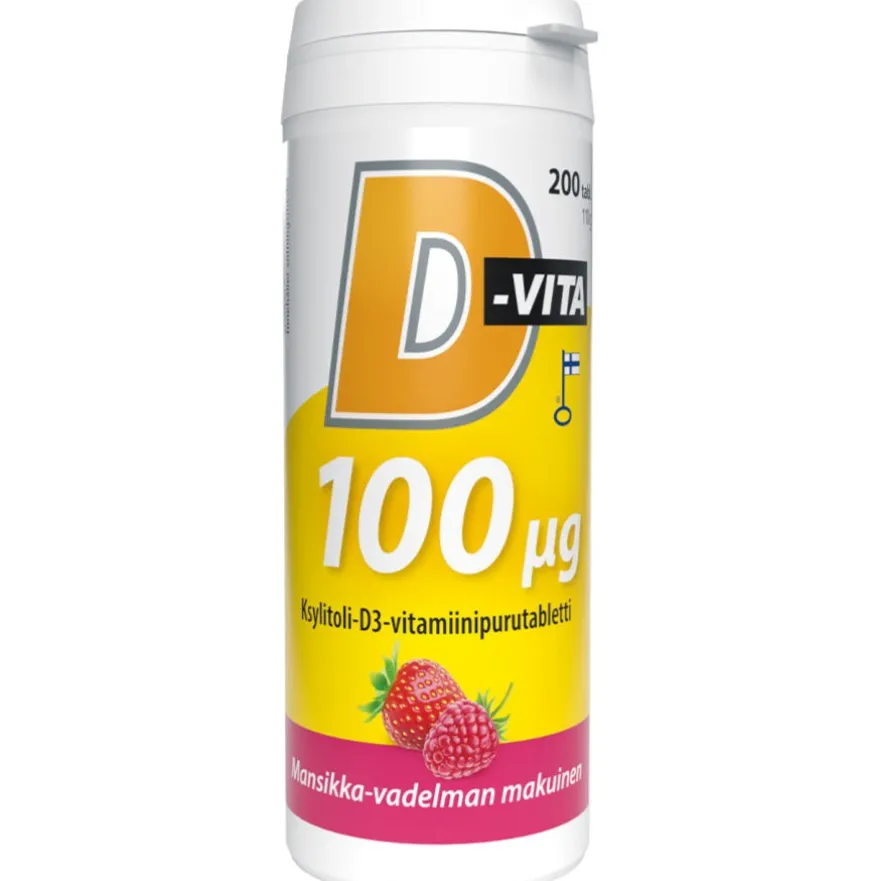 D-Vita 100 µg Mansikka-Vadelma