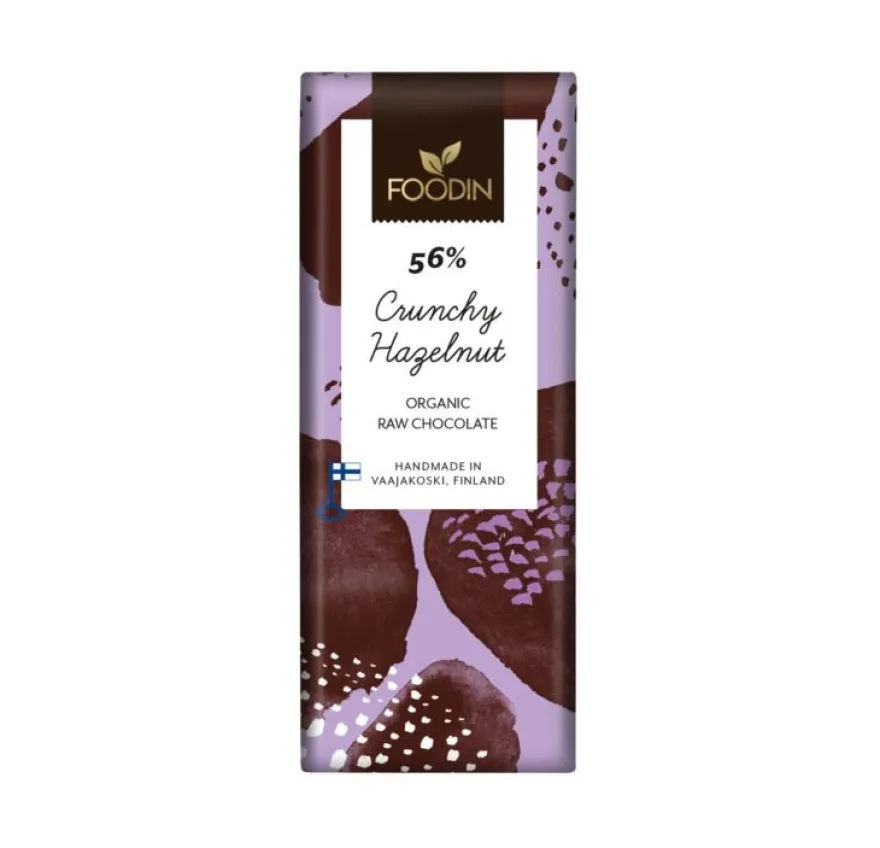 Foodin Luomu Raakasuklaa Crunchy Hazelnut 56 %