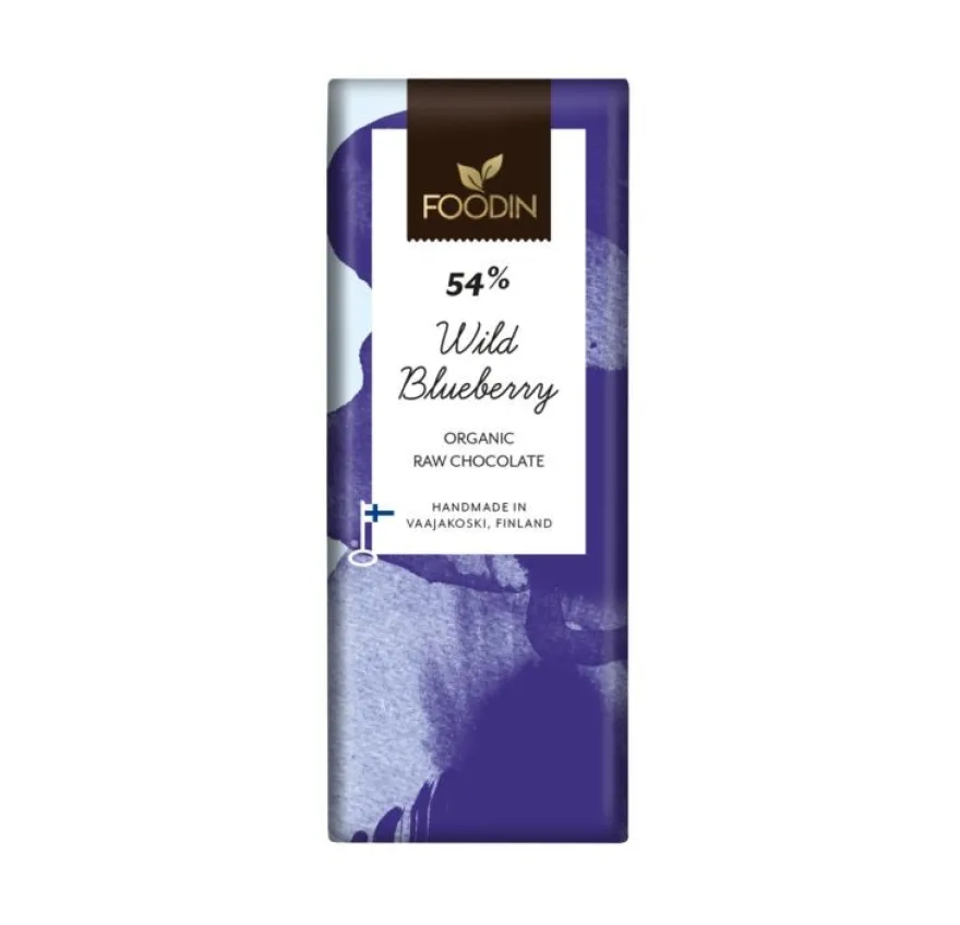Foodin Luomu Raakasuklaa Wild Blueberry 54 %