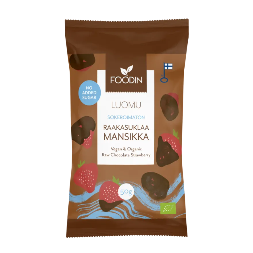 Foodin Luomu Sokeroimaton Raakasuklaamansikka