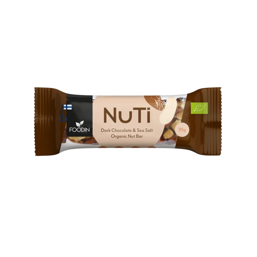 Foodin NUTI Luomu Pähkinäpatukka Dark Chocolate & Sea Salt