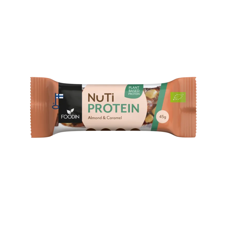 Foodin NUTI Luomu Pähkinäpatukka Protein, Almond & Caramel