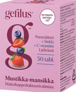 Gefilus C+Sinkki Mansikka-Mustikka Maitohappobakteeri (Parasta ennen 12.11.2026)