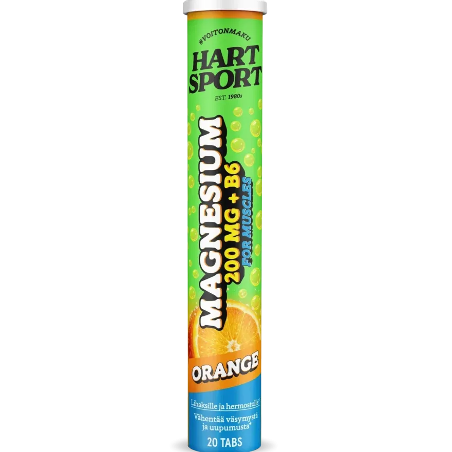 Hart-Sport Magnesium + B6 Poretabletti Appelsiini