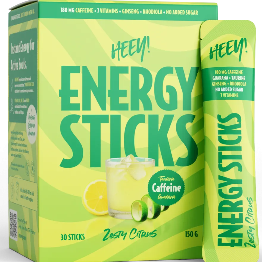 Heey! Energy Sticks Caffeine + Guarana Zesty Citrus