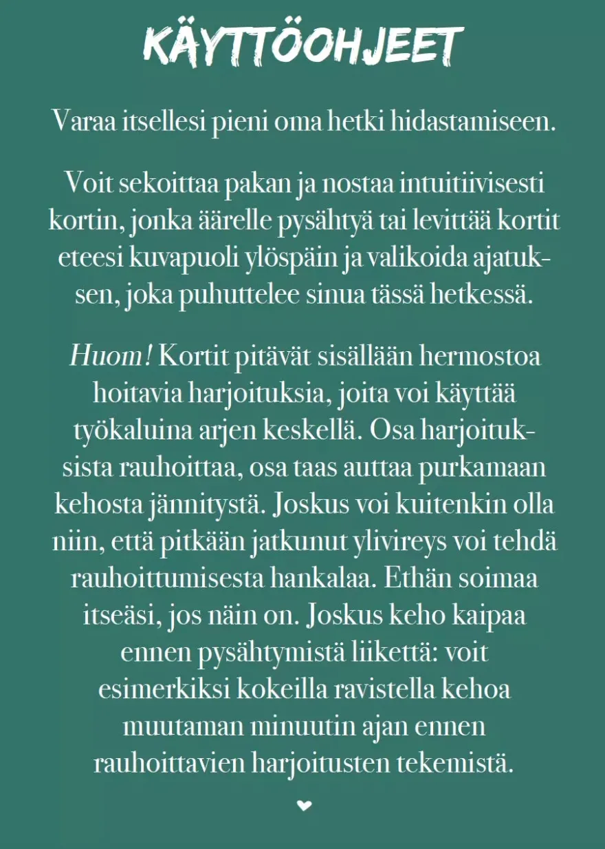 Hidasta Elämää Hitaammassa Tahdissa Rauhoittumiskortit