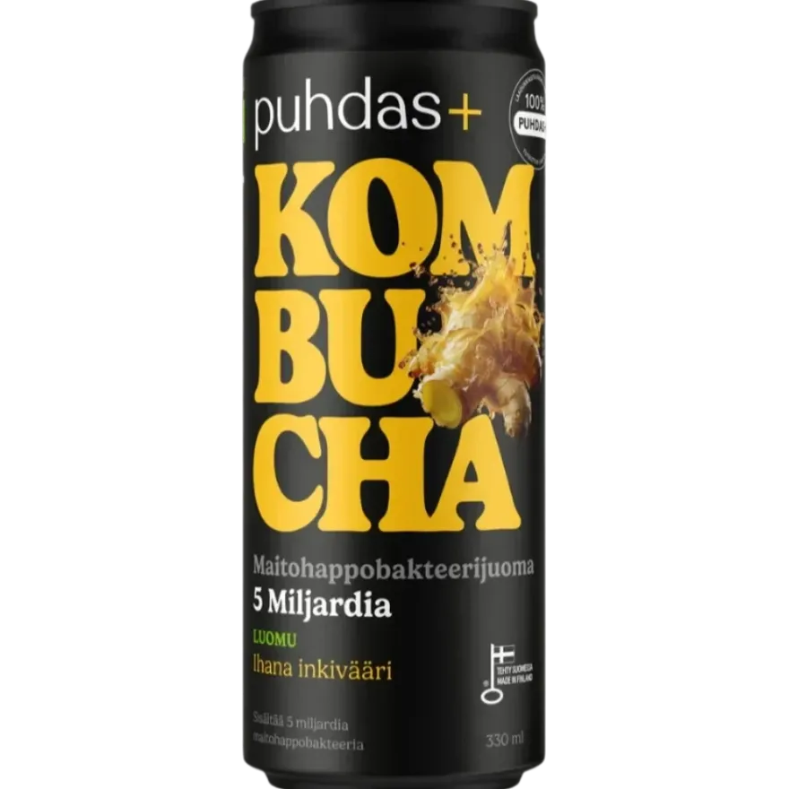 Puhdas+ Luomu Kombucha Ihana Inkivääri (Parasta ennen 11.11.2026)