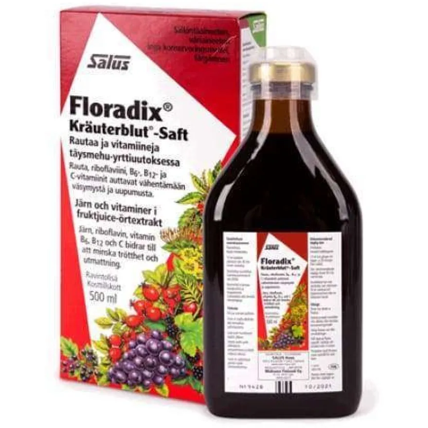 Salus Floradix Kräuterblut-Saft rautavalmiste