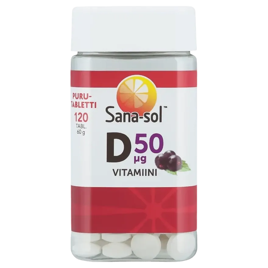 Sana-sol D-vitamiini Purutabletti 50 mikrog