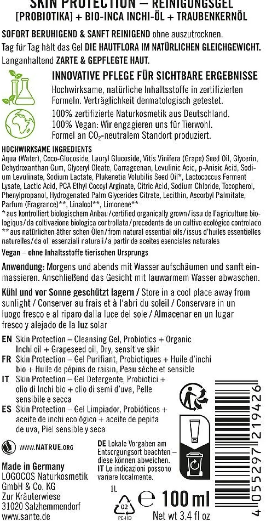 Sante Skin Protection Puhdistusgeeli