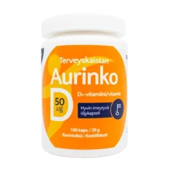 Terveyskaista D-vitamiini 50 mikrog - 100 kaps (Parasta ennen 30.09.2026)