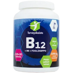 Terveyskaista Pitkävaikutteinen B12+B6+Foolihappo