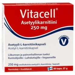 Vitacell Asetyylikarnitiini 250 mg